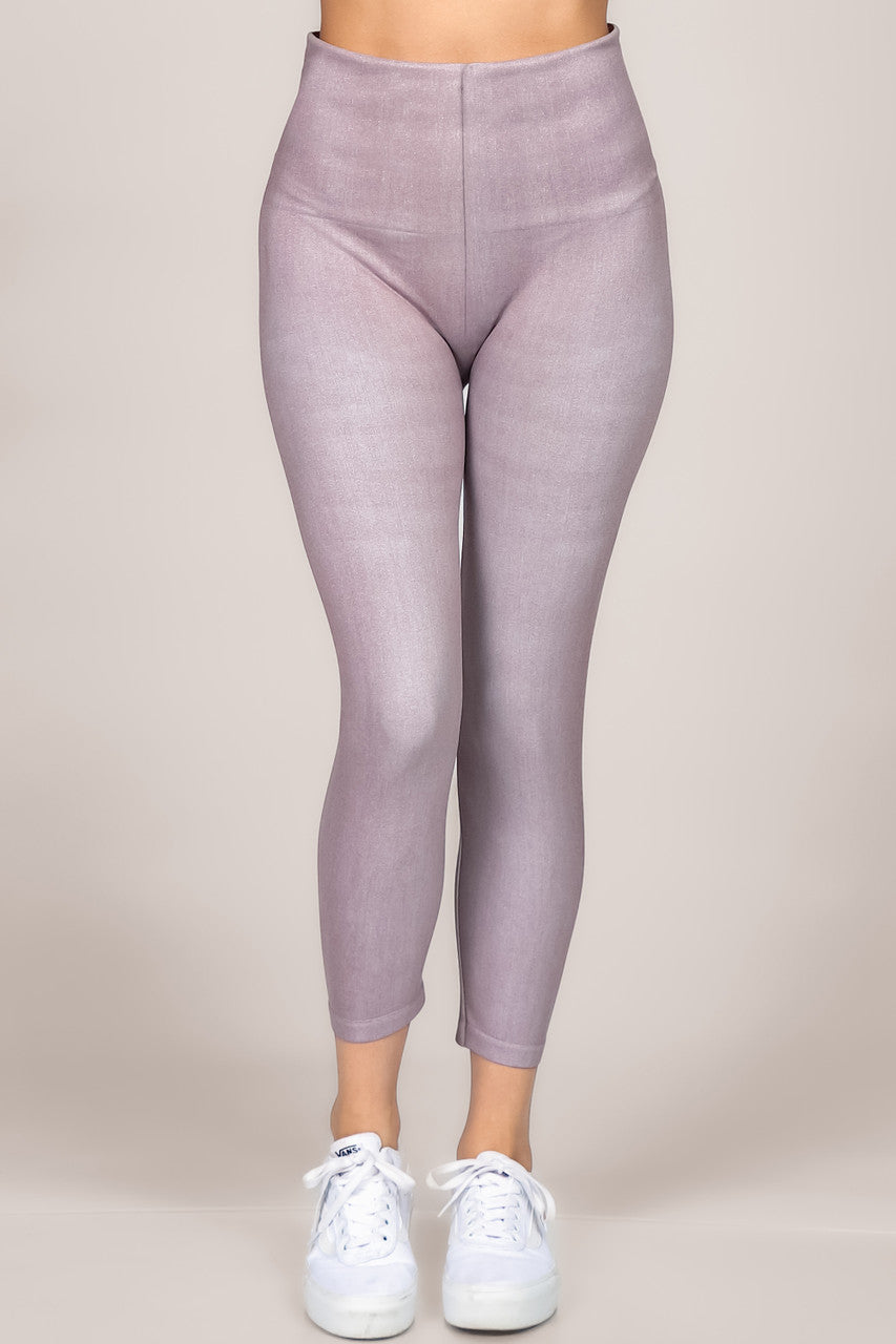 Denim Twill Dusty Lilac Full Length Legging