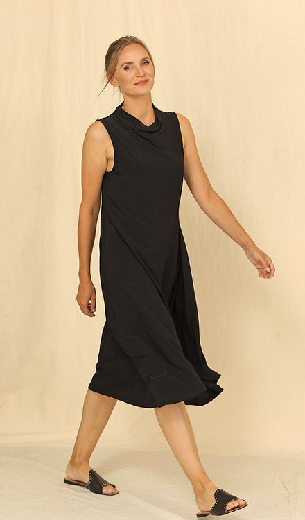 Black Soft Cowl Jayde Dress