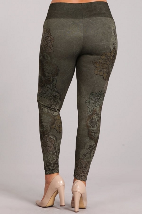 B4222XLL Extended Patterned Leggings with Dusty Arabesque Print