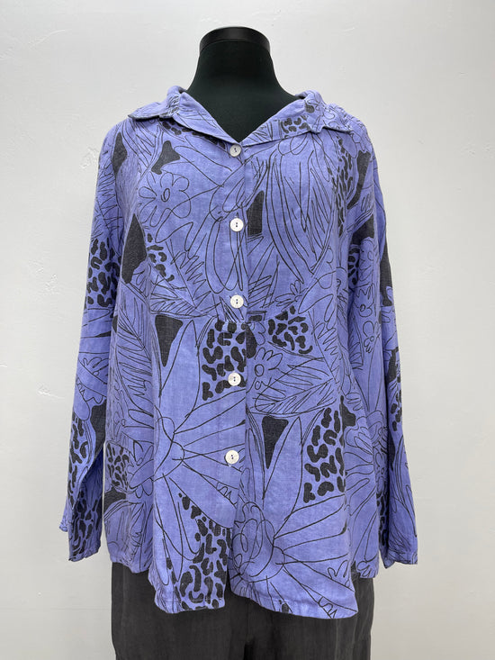 Lavender Ribbed Back Linen Button Down Shirt
