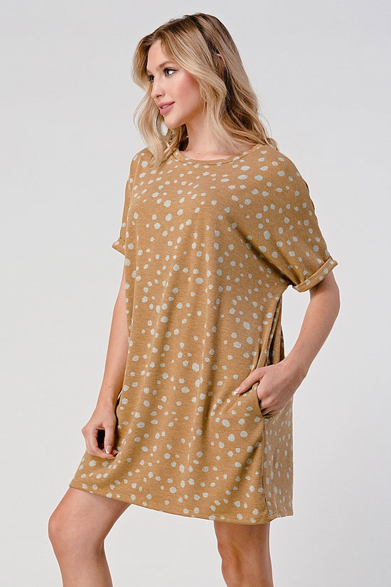 Load image into Gallery viewer, Relax Tunic Dress with Side Pockets - Mustard

