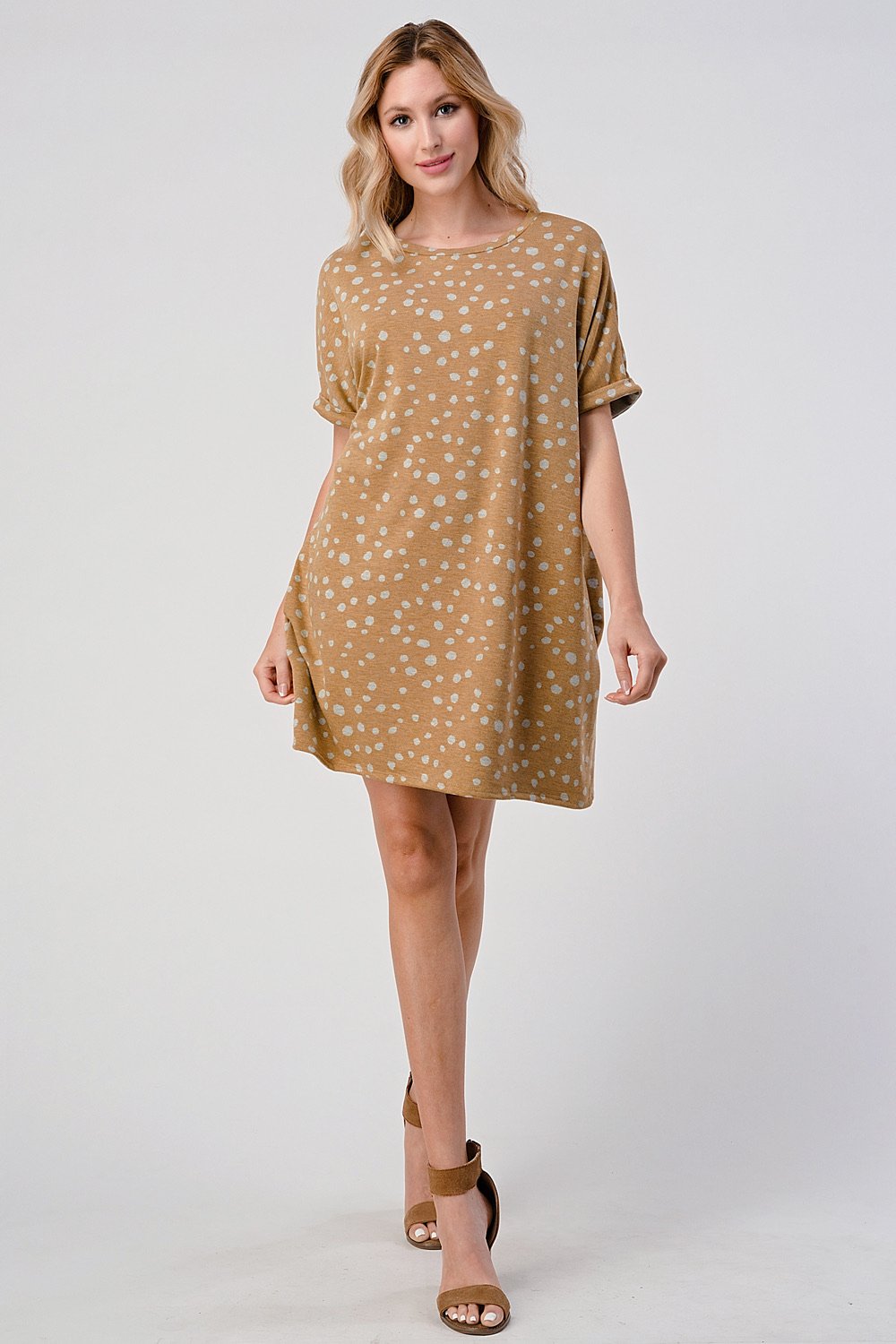 Load image into Gallery viewer, Relax Tunic Dress with Side Pockets - Mustard

