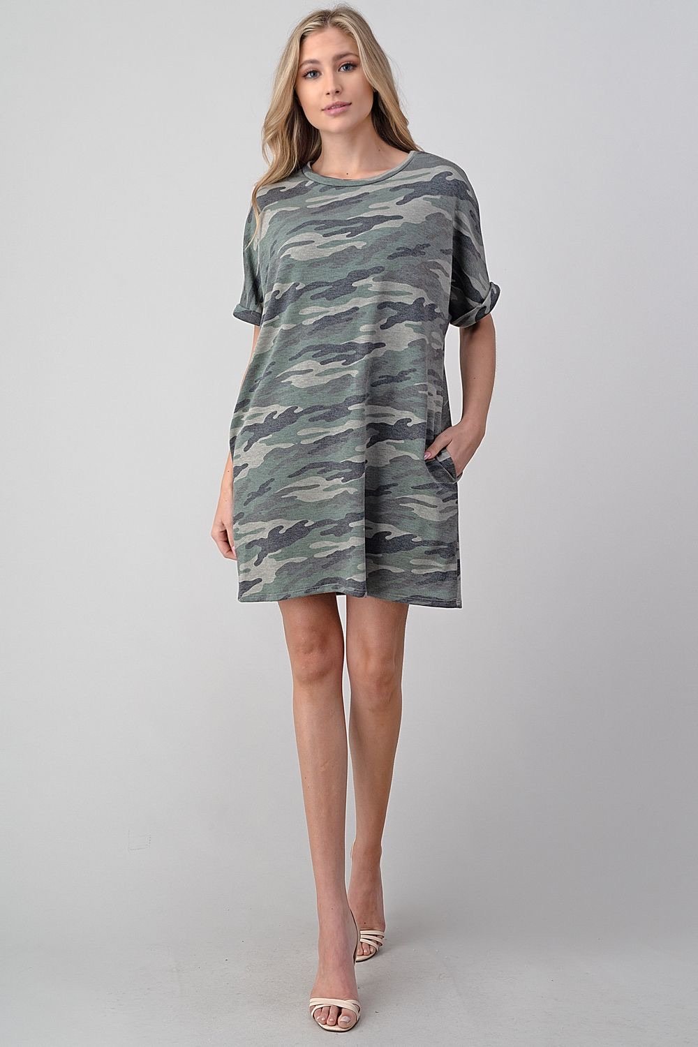 Relax Tunic Dress with Side Pockets - Camo