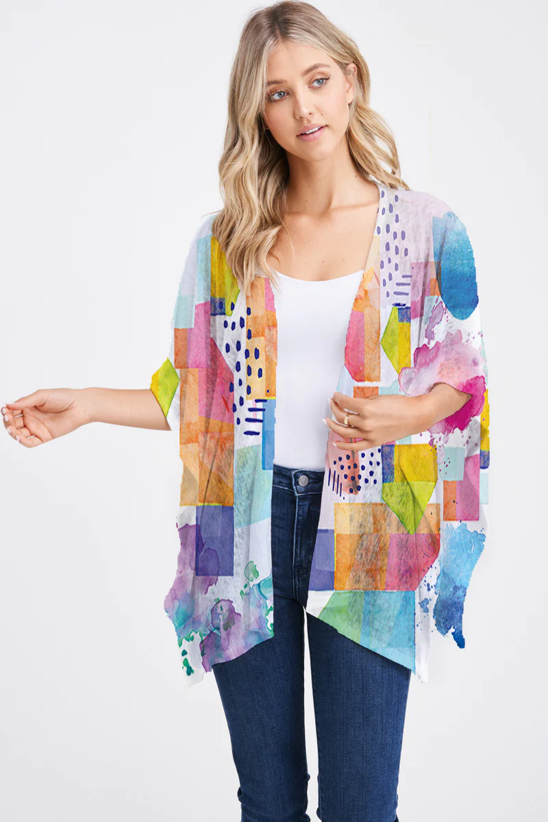 Water Color Shapes Air Flow Shawl