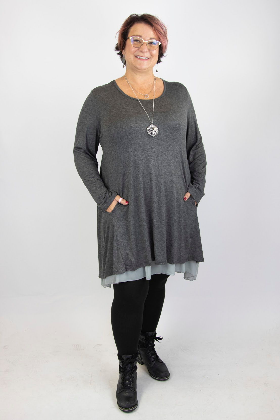 2AM Long Sleeves Tunic - Charcoal