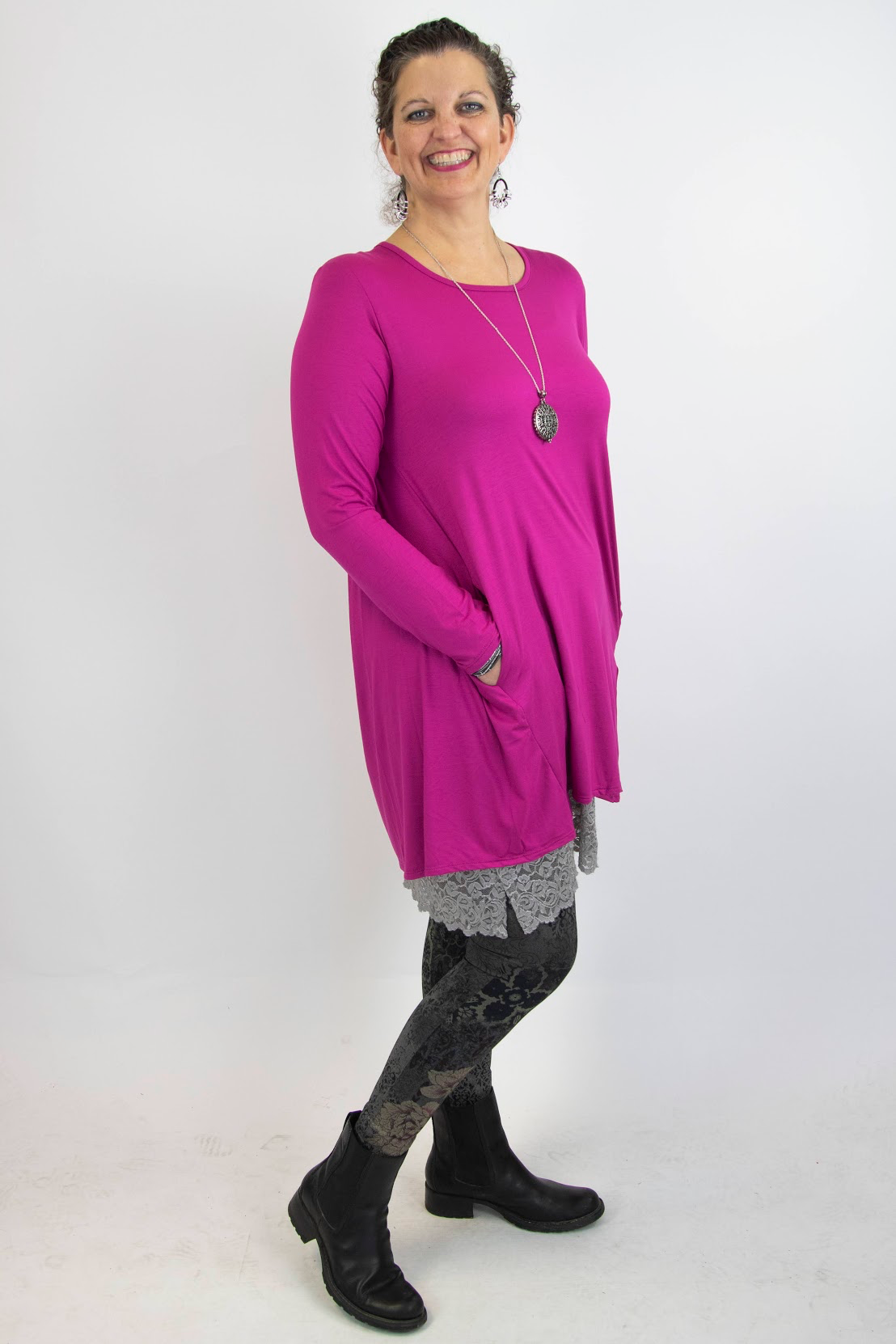 2AM Long Sleeves Tunic - Fuchsia