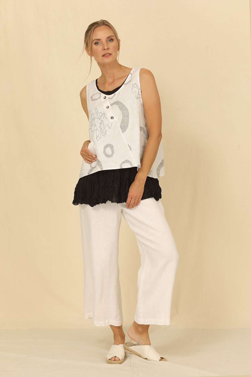 Laila White Crop Pant