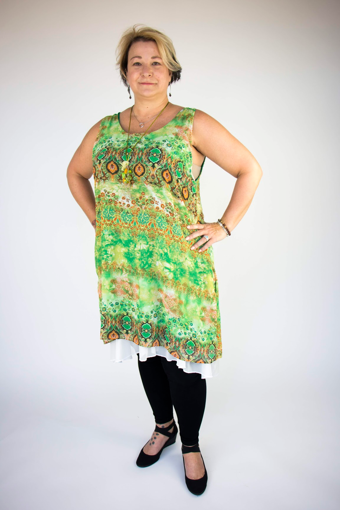 Irish Green Pattern Chiffon LA Tunic Dress