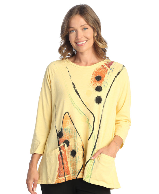 Tik Tak Mineral Washed 100% Cotton Slub Patch Pockets Tunic Top