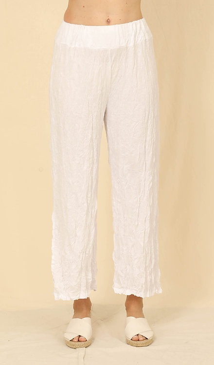 Larshell Crinkle Pant with Side Slits - White