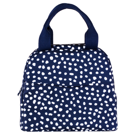Small Lunch Tote - Navy Dot