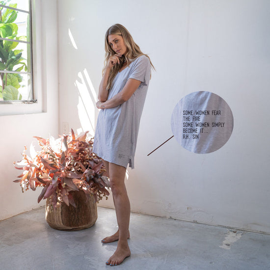 Load image into Gallery viewer, Zoey Cotton Slub Short Sleeve Dress - Light Gray
