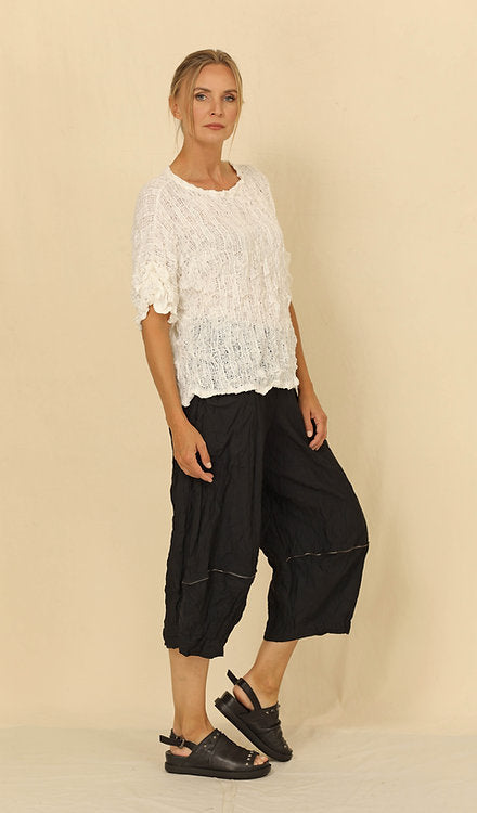 Catalyna White Knit Short Sleeve Top