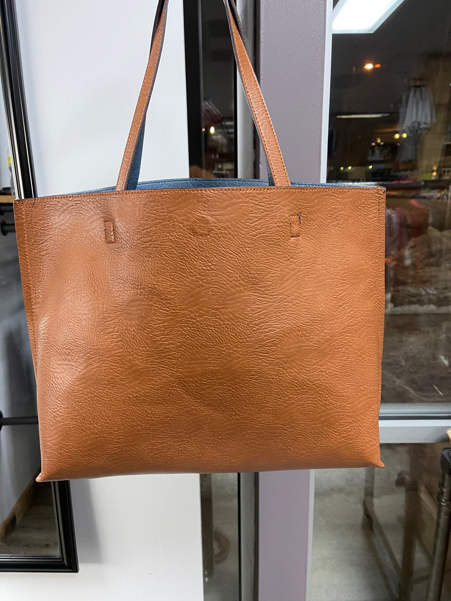 Brown/Blue Large Reversible Tote