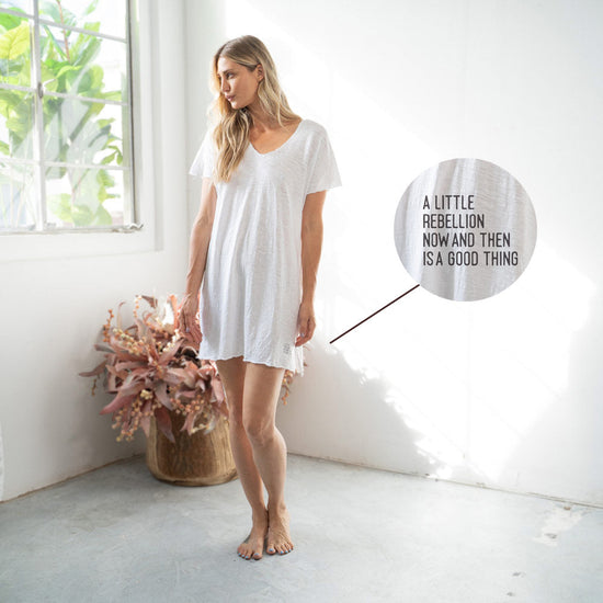 Zoey Cotton Slub Short Sleeve Dress - Bright White