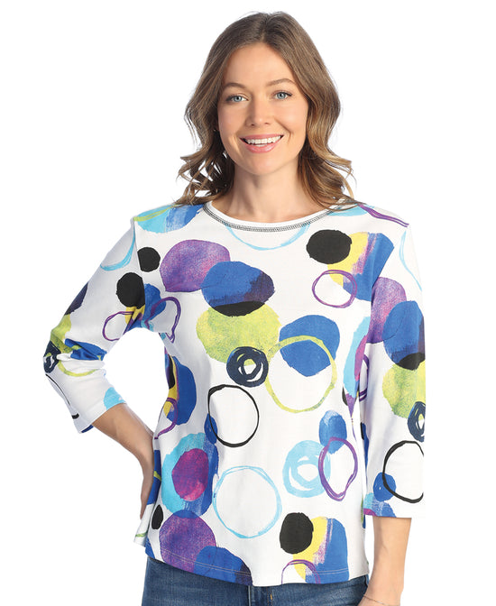 Marbles 3/4 Sleeve Round Neck 100% Cotton Top
