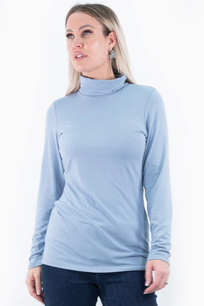 Dusty Blue Bamboo Turtle Neck