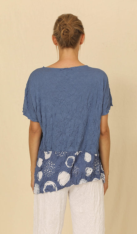 Josephine Short Sleeve Asymmetric Top - Admiral