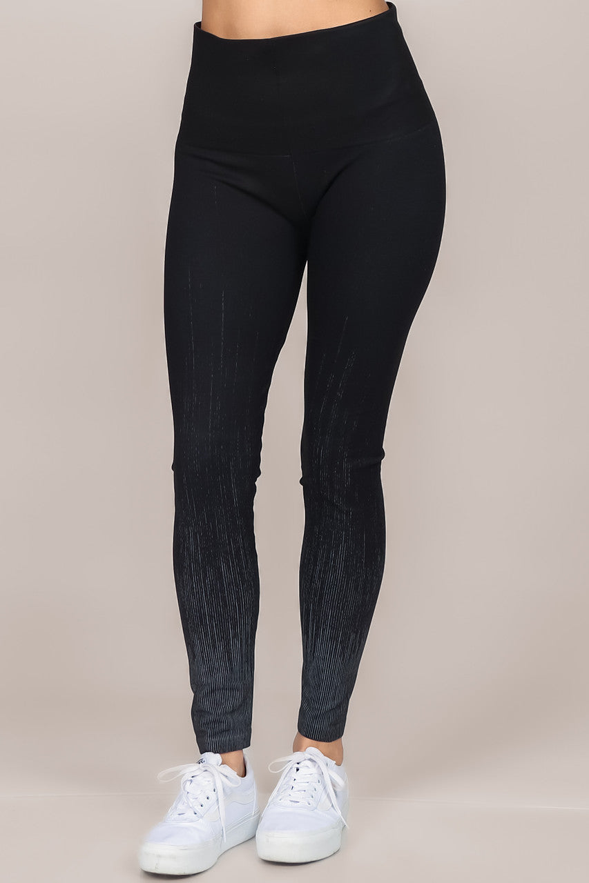 Load image into Gallery viewer, High Waist Black Full Length Pinstripe Ombre Print
