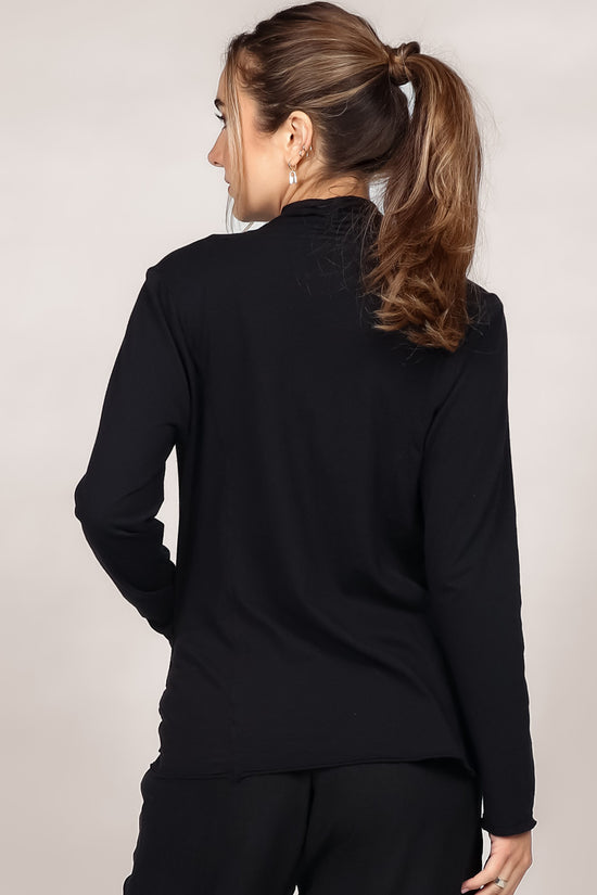 Black Long Sleeve Open Drape Cardigan with Pockets