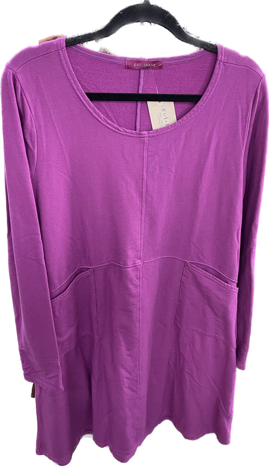 Long Sleeve Fleece Pocket Dress - Gladiola Pink