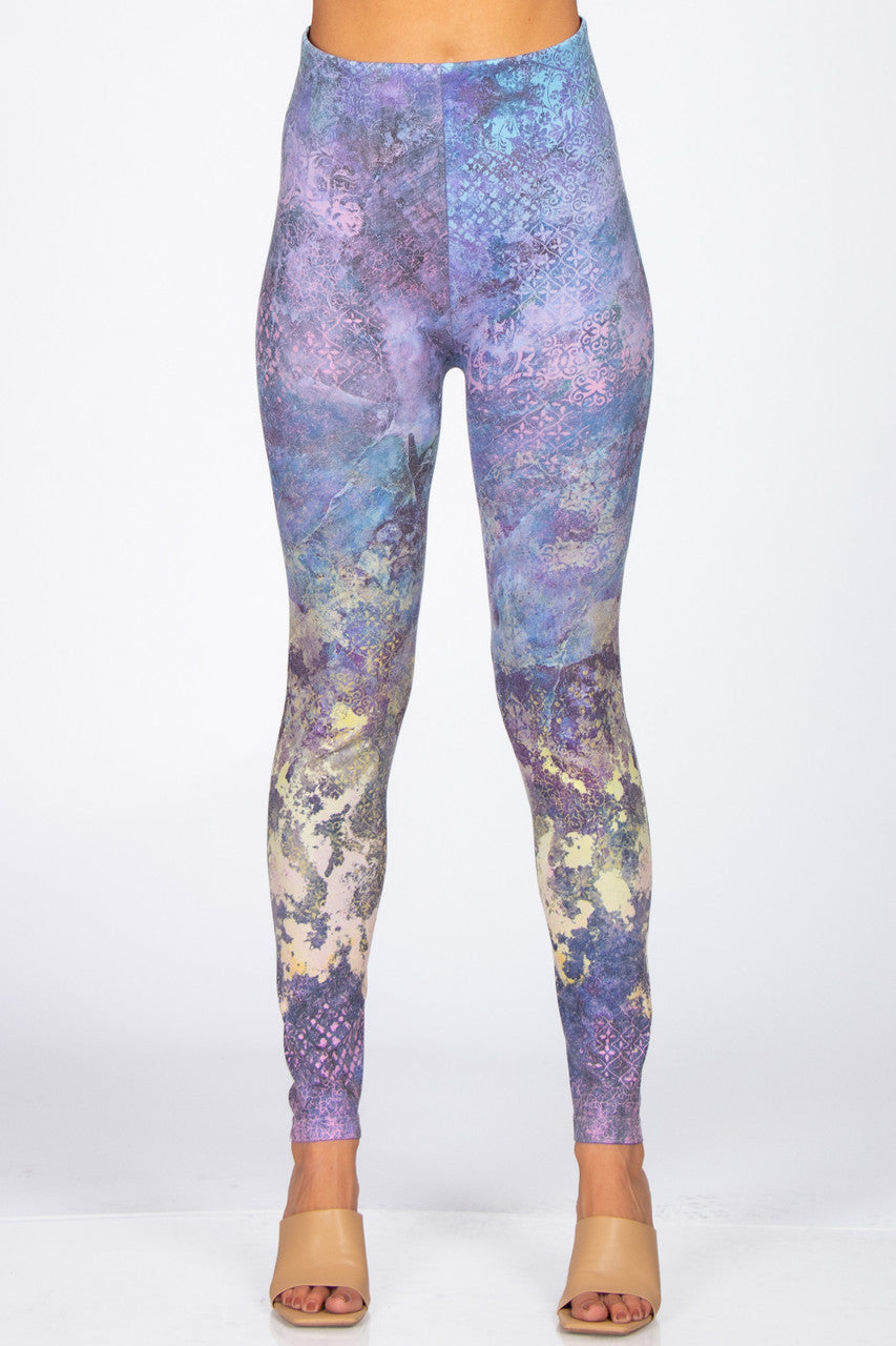 High Waist Geometric Marble Print Legging