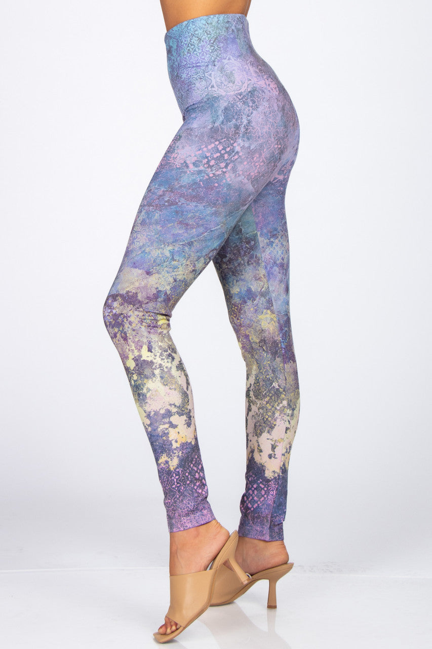 High Waist Geometric Marble Print Legging