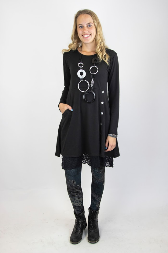 Barcelona Tunic French Terry - Long Sleeve w/Buttons and Pocket
