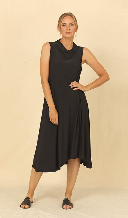 Black Soft Cowl Jayde Dress