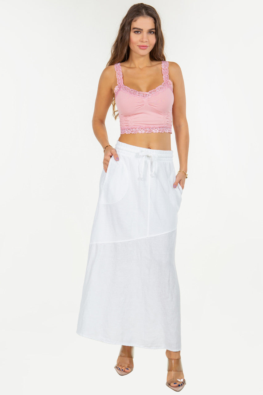 Load image into Gallery viewer, White Linen Long Skirt
