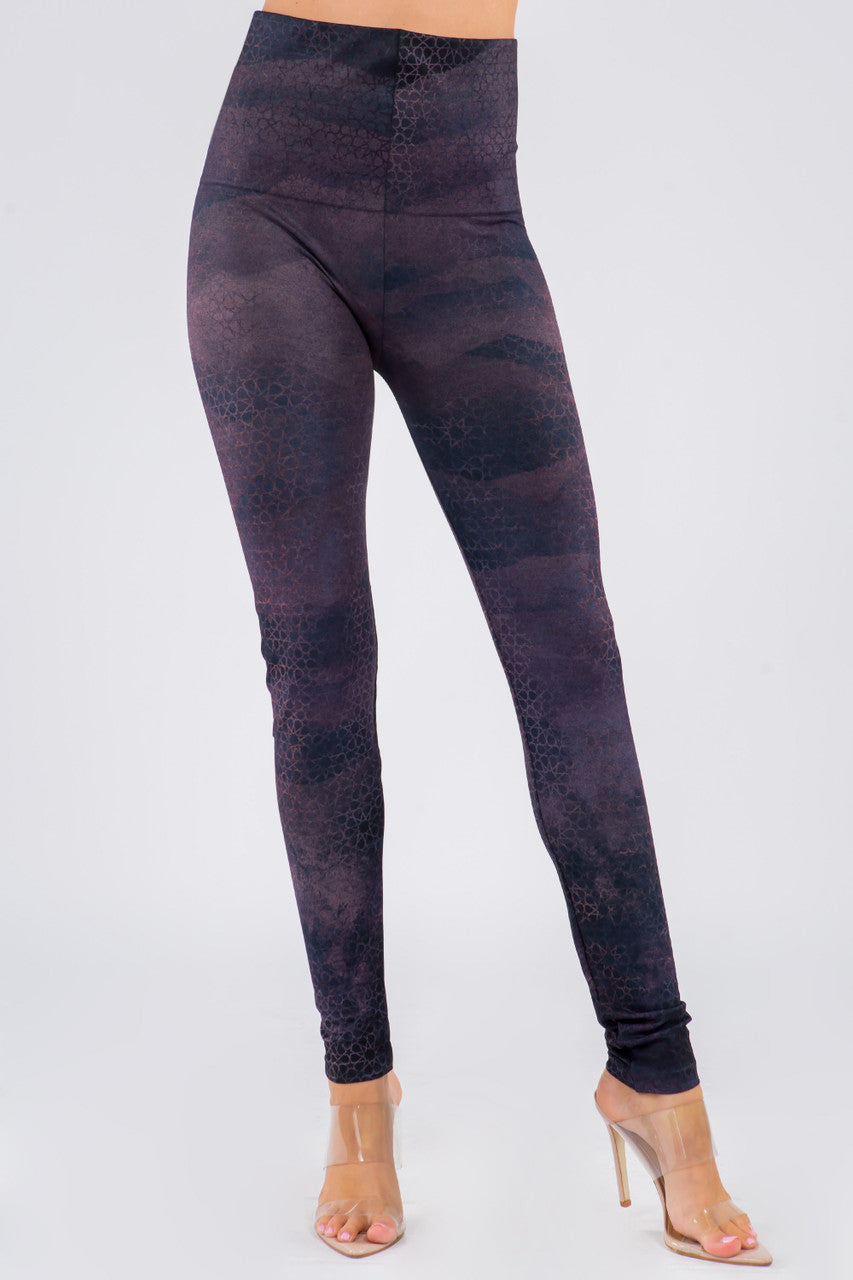 B4292FJ High Waist Full Length Legging with Geometric Design