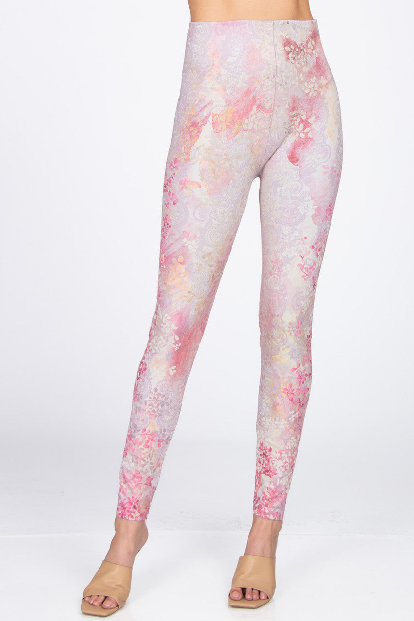 High Waist Paisley Water Color Botanical Legging