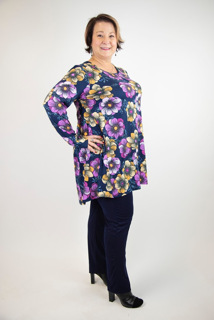 Purple 2AM Long Sleeve Pattern Tunic