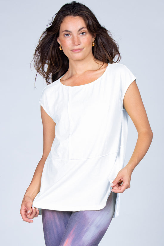 Reactive Dye Cotton Jersey Top with Raw Edge White