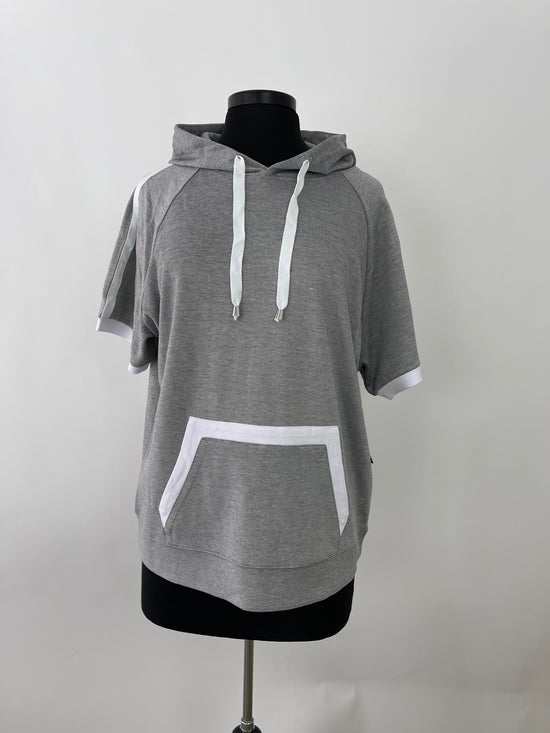 Load image into Gallery viewer, Grey Hoodie with White Sleeve Detail
