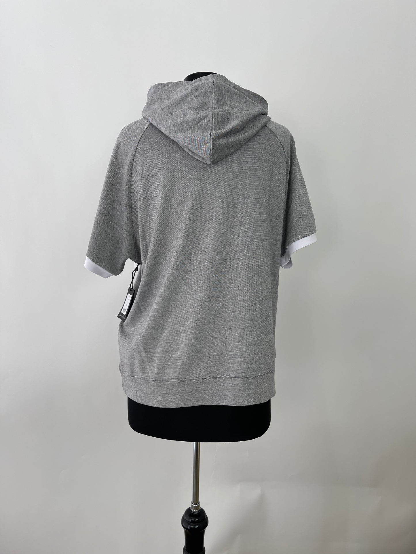 Load image into Gallery viewer, Grey Hoodie with White Sleeve Detail

