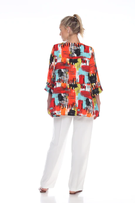 Pattern 3/4 Sleeve Multi Color Tunic
