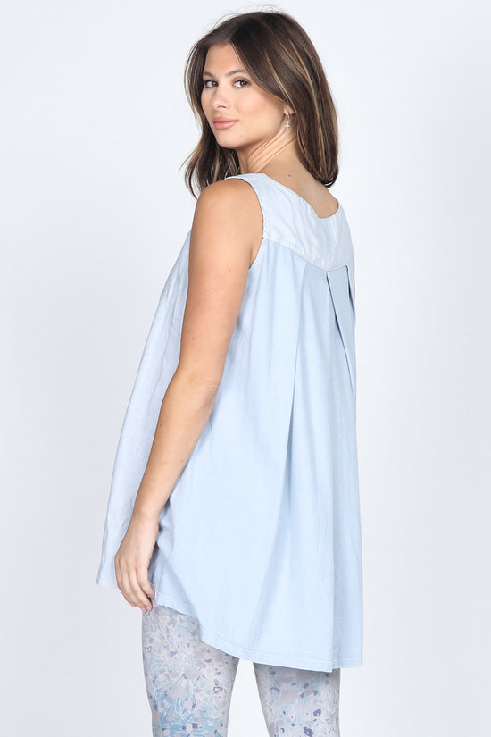 Mineral Wash Luxury Sleeveless Linen Tunic