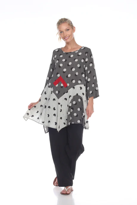 Load image into Gallery viewer, Gray Polka Dot 3/4 Sleeve Tunic
