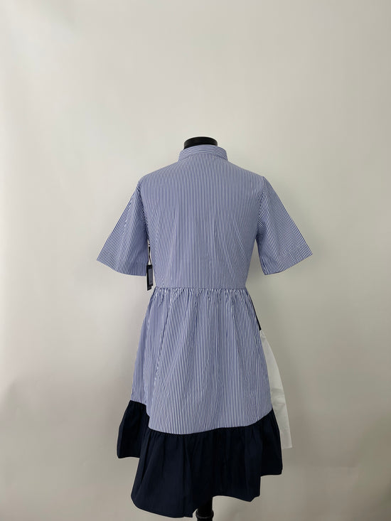Load image into Gallery viewer, Navy Stripe Button Down Dress
