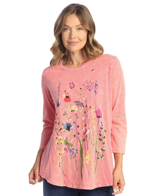 Gardenia 3/4 Sleeve Mineral Washed A-Line Tunic Top