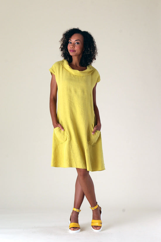 Citrus Roll Neck Dress with Pockets