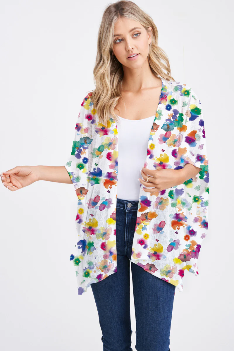 Watercolor Abstract Flower Air Flow Shawl