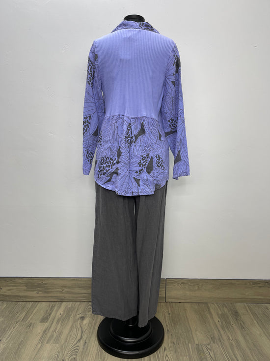 Lavender Ribbed Back Linen Button Down Shirt