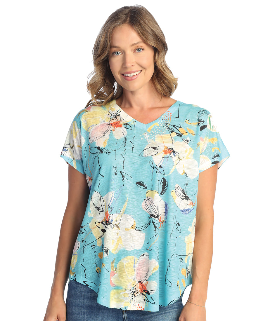 Bora Bora V-Neck Dolman Cap-Sleeve Top