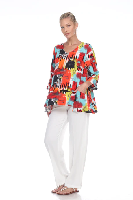 Load image into Gallery viewer, Pattern 3/4 Sleeve Multi Color Tunic
