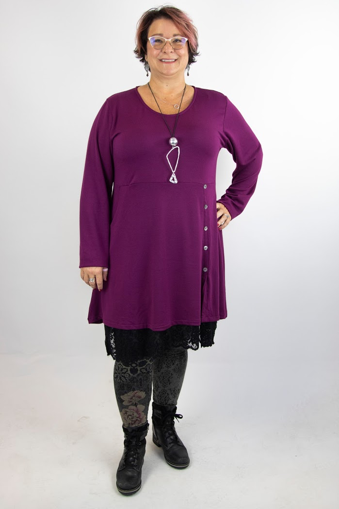 Barcelona Tunic French Terry - Long Sleeve w/Buttons and Pocket