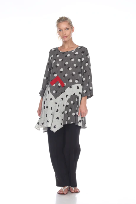 Gray Polka Dot 3/4 Sleeve Tunic