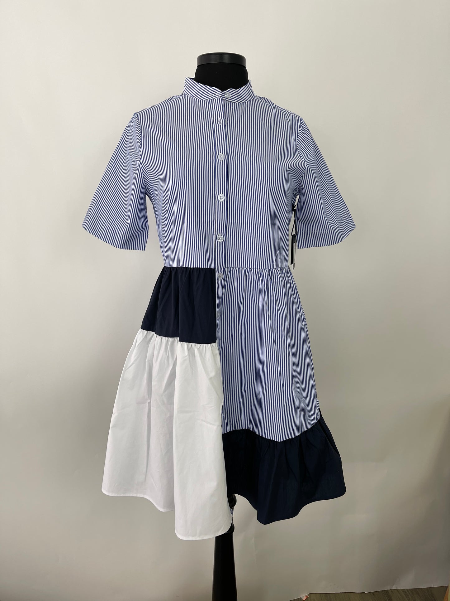 Navy Stripe Button Down Dress