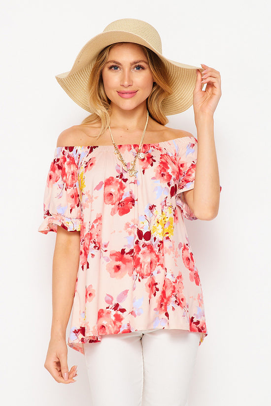 Load image into Gallery viewer, Blush and Coral Short Sleeve Top
